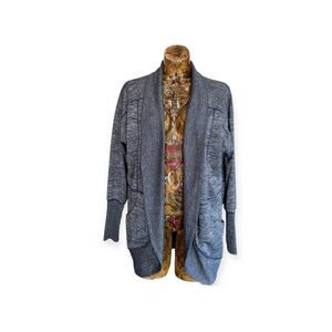 Eddie Bauer gray open front cardigan layering cozy fall XL